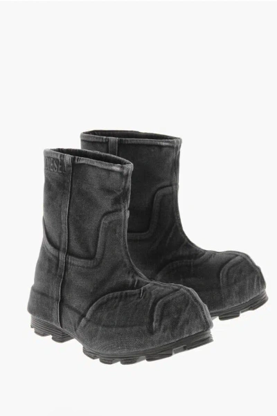 Diesel Denim Maxi Boots D-hammer In Black