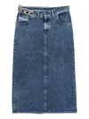 Diesel Midi Denim Skirt Five Pocket Design In Blue