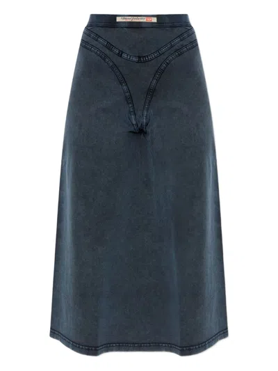 Diesel High Waist Denim Look Midi Skirt In Blue
