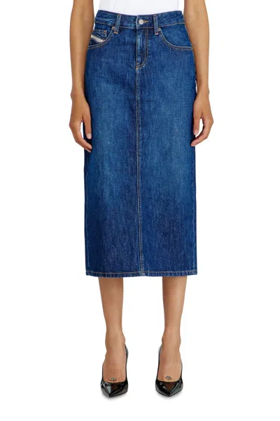 Diesel Denim Midi Skirt In Blue