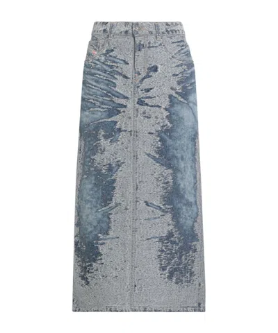 Diesel Denim Midi Skirt In Gray