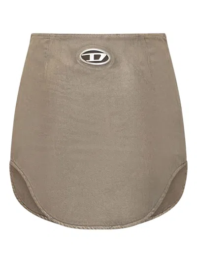 Diesel Cotton Blend Mini Skirt In Brown