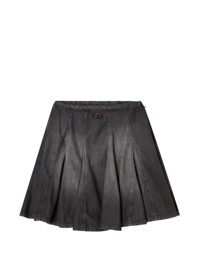 Diesel De-spiki-s Denim Mini Skirt In Black