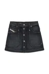 Diesel Denim Mini Skirt With Buttons In Black