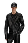 Diesel Denim Moto Jacket With Coated Front In Black
