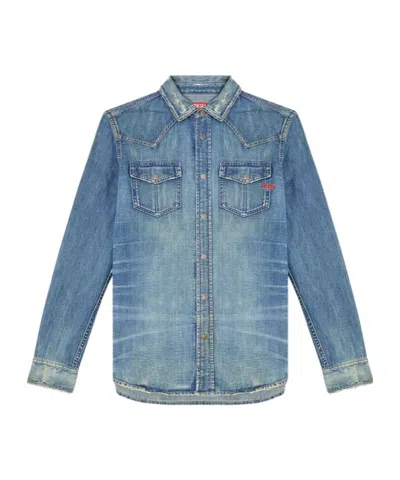 Diesel Denim Overshirt In Navy