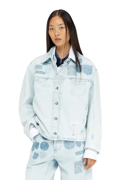 Diesel Denim Overshirt With Patch Effects In Blue