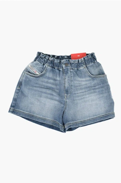 Diesel Denim Pamlix Shorts With Elastic Waistband In Blue