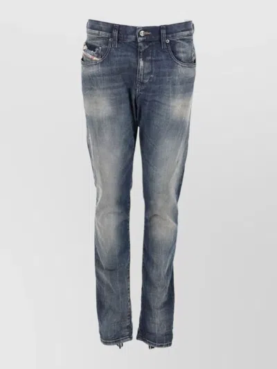 Diesel Denim Pants Belt Loops Distressed Faded Five Pockets In Blue