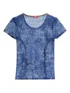Diesel Denim Print T-shirt In Blue