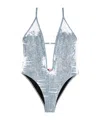 Diesel Denim Printed Swimsuit In Gray