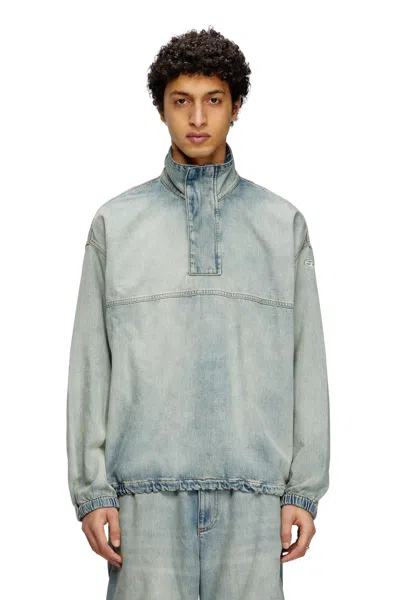 Diesel Denim Pullover In Light Bicolour Denim In Blue