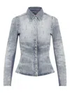 Diesel Distressed Long Sleeve Fitted Top In Gray