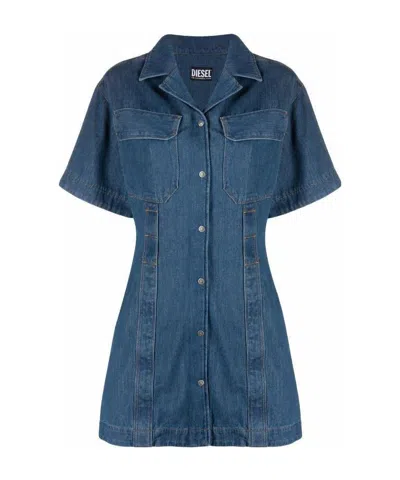 Diesel Denim Shirt Dress In Blue