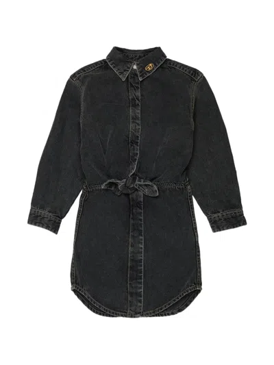Diesel Kids' Denim Dress With Logo In Black