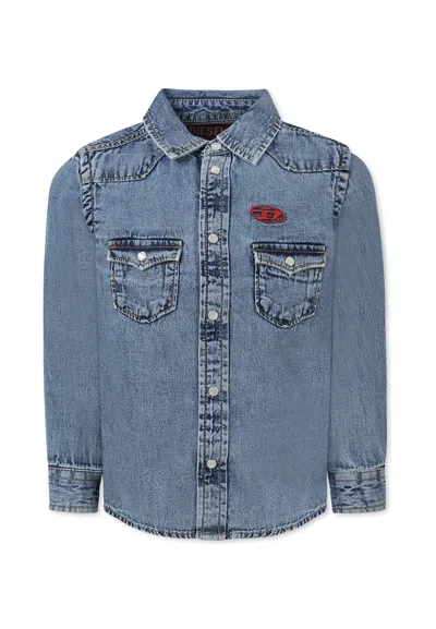Diesel Kids' Denim Shirt For Boy With Logo