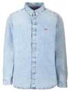 Diesel D-simply Logo-embroidered Denim Shirt In Light Blue
