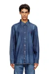 Diesel Denim Shirt With Embroidered Logo In Blue
