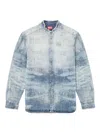 Diesel Denim Long Sleeve Shirt With Mandarin Collar In Blue