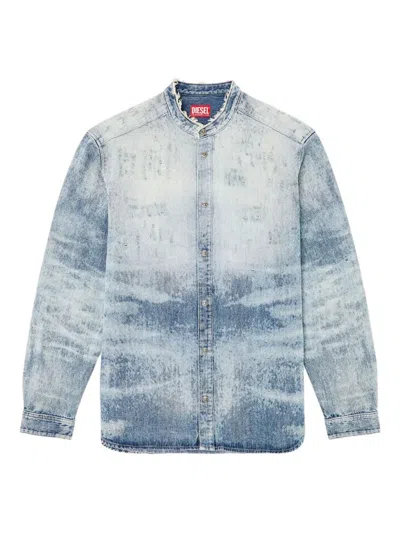 DIESEL DIESEL DENIM SHIRT WITH MANDARIN COLLAR