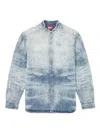 Diesel Denim Long Sleeve Shirt With Mandarin Collar In Blue