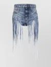 Diesel Blue Five-pocket Shorts With Fringes On The Edges