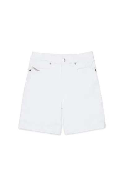 Diesel Kids' Denim Shorts In White