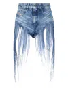 Diesel Blue Five-pocket Shorts With Fringes On The Edges In Blue