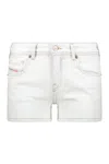 Diesel Denim Shorts With High Waist In White