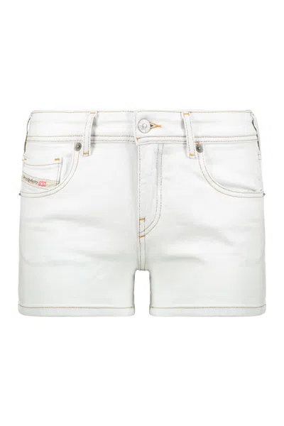 Diesel Denim Shorts With High Waist In White