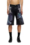 Diesel Denim Shorts With Multicolour Print