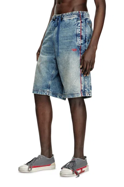 Diesel Denim Shorts With Red Piping In Blue