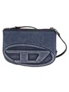 Diesel Denim Shoulder Bag With Embossed Logo In Blue
