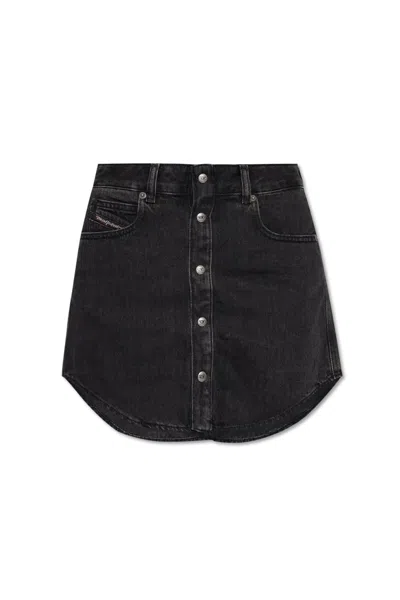 Diesel Womens 02 De-ard Button-front Denim Mini Skirt In Black