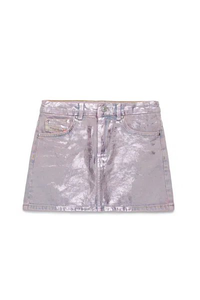 Diesel Kids' Denim Skirt With Mylar Finishing In Violet