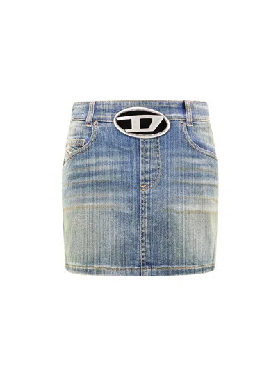 Diesel Denim Skirt With Washedout Effect In Blue