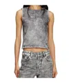 Diesel Distressed Embellished Fitted Sleeveless Top In Gray