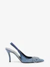 Diesel Pointed Toe Slingback Strap Silver-tone Pumps In Blue