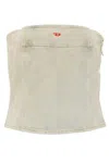 Diesel Denim Strapless Top With Design And High-quality Cotton Fabric In Neutral