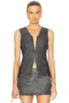 Diesel Zipped Top In Denim And Corduroy In Charcoal