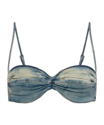 Diesel Denim Top With Zip Pocket Detailing In Blue
