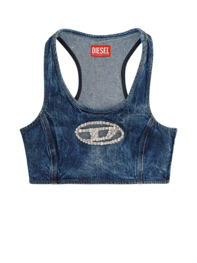 DIESEL DENIM TOP WITH FRONTAL OVAL-D LOGO