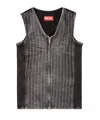 Diesel Zipped Top In Denim And Corduroy In Black