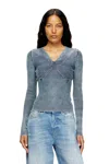 Diesel Denim-yarn Jumper With Shiny Effect In Blue