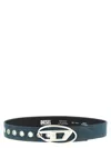 Diesel Denim-covered Leather Belt In Blue