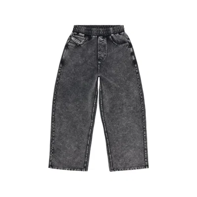 Diesel Denim-effect Stretch Cotton Sweatpants In Gray