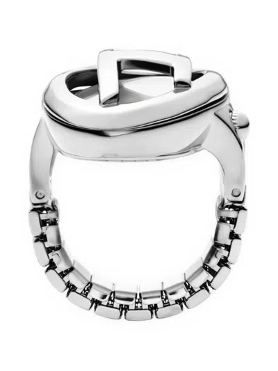 Diesel D-era Stainless Steel Ring Watch In Silver