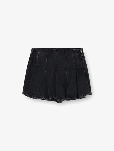 Diesel De-rox Pleated Denim Shorts In Black
