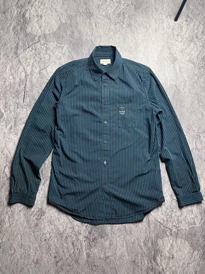Pre-owned Diesel Designer Striped Archival Japan Style Button Shirt In Black/blue