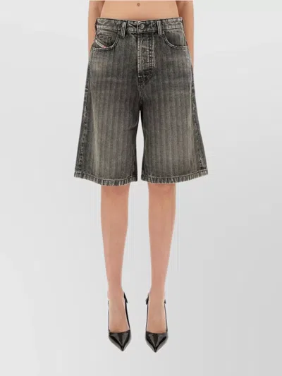 DIESEL "DESIRE" DISTRESSED DENIM SHORTS WITH FRAYED HEM